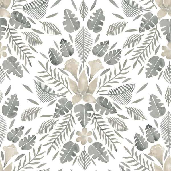 RoomMates 28.18 sq. ft. Cat Coquillette Tropical Grey Peel and Stick Wallpaper
