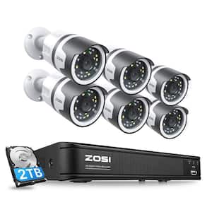 8-Channel 5MP POE 2TB NVR Security Camera System with 6 5MP Wired Outdoor Cameras, Human Detection, 2-Way Audio