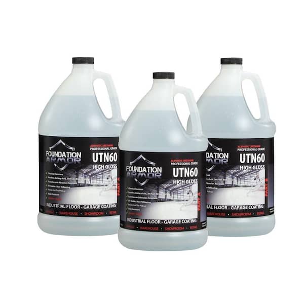 Foundation Armor UTN60 3 gal. Clear High Gloss 2-Part Concrete and Garage Floor Coating with Oil, Gas and Scratch Resistance