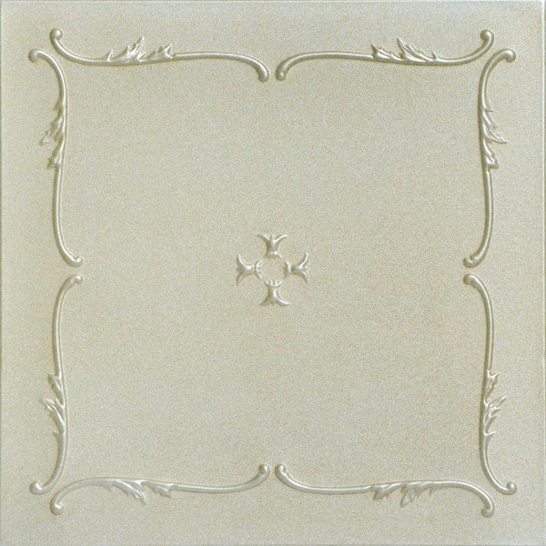 A La Maison Ceilings Spring Buds 1.6 ft. x 1.6 ft. Glue Up Foam Ceiling Tile in Onyx Gold