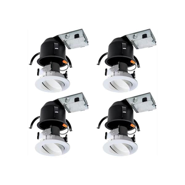 HALO RA 4 in. (4-Pack) Remodel Ceiling Housing and (4-Pack) Dimmable White Integrated LED Recessed Spotlight Kit
