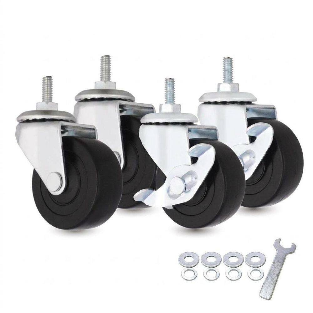 4 Pack Black 2 in. Swivel Caster Wheels Builders Hardware with Brake Quiet Rolling PVC Load Capacity 1/4 in. Stem price history on PriceWatchPro