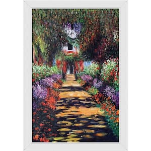 Garden Path at Giverny by Claude Monet Gallery White Framed Nature Oil Painting Art Print 28 in. x 40 in.