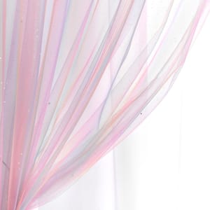 Rainbow 38 in. W x 84 in. L Sheer Rod Pocket With Lining Window Curtain Panel Rainbow/White Single