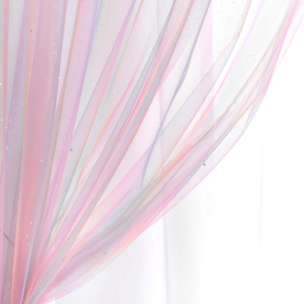 HOMEBOUTIQUE Rainbow 38 in. W x 84 in. L Sheer Rod Pocket With Lining Window Curtain Panel Rainbow/White Single