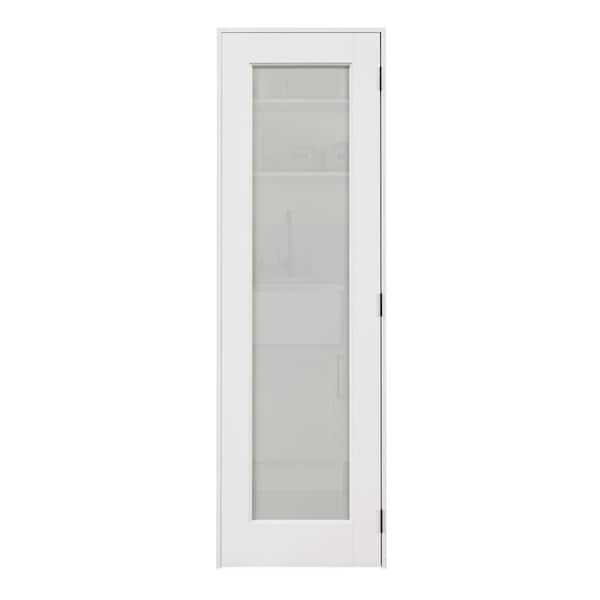 ARK DESIGN 24 in. x 96 in. 1-Lite Frosted Glass Right Handed White Solid Core MDF Door with Quick Assemble Jamb Kit
