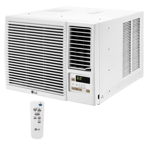 LG 12,200 BTU 230V Window Air Conditioner Cools 570 Sq. Ft. with Heater and Remote in White