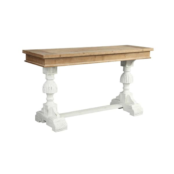 Boyel Living Unique Style White 60 in. Length Rectangle MDF Console Table with Sumptuous Curves Legs