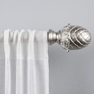 Acorn 36 in. - 72 in. Adjustable 1 in. Single Curtain Rod Kit in Matte Silver with Finial