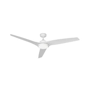 Evolution 60 in. Integrated LED Indoor/Outdoor Pure White Ceiling Fan with Light and Remote Control