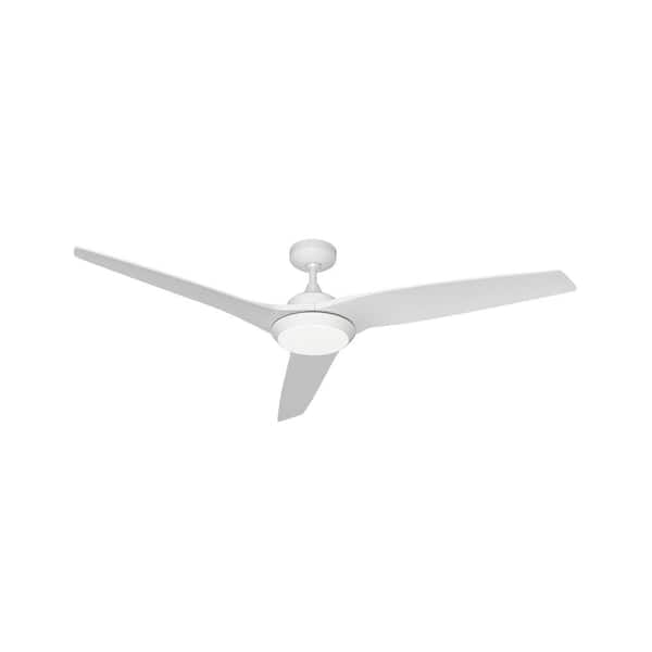 TroposAir Evolution 60 in. Integrated LED Indoor/Outdoor Pure White Ceiling Fan with Light and Remote Control