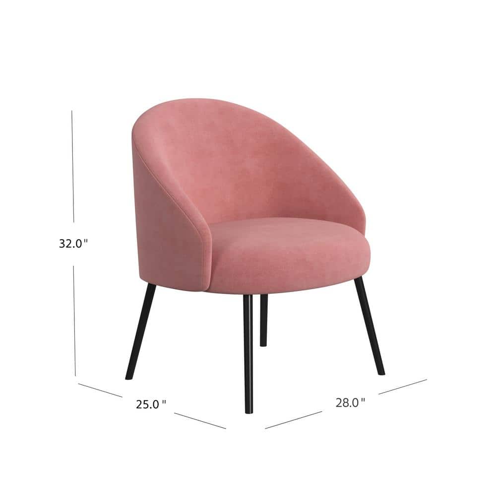Blush Pink Velvet Modern Accent Chair with Metal Legs