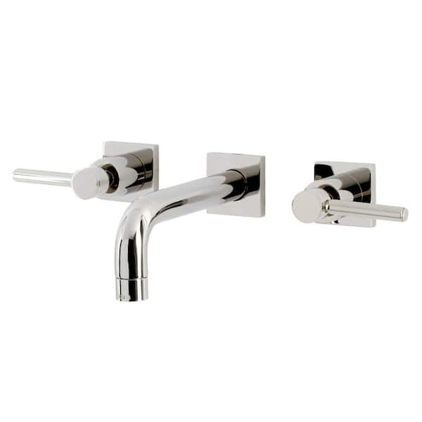 Kingston Brass Concord 2-Handle Wall-Mount Bathroom Faucets in Polished Nickel