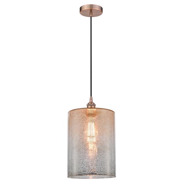 Cobbleskill 60-Watt 1-Light Antique Copper Standard Mini Pendant Light with Painted Glass Shade, No Bulbs Included
