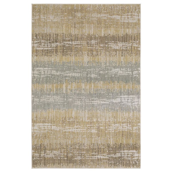 Muse Gold/Brown 2 ft. x 8 ft. Abstract Stripe Polyester/Polypropylene Blend Indoor Runner Area Rug