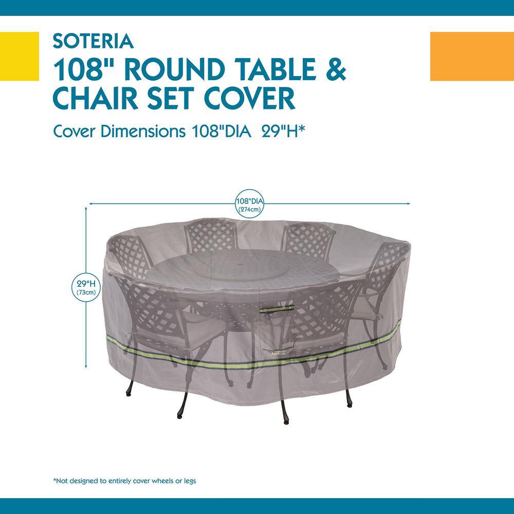 Soteria Gray Waterproof 108 Inch Round Patio Table Cover
