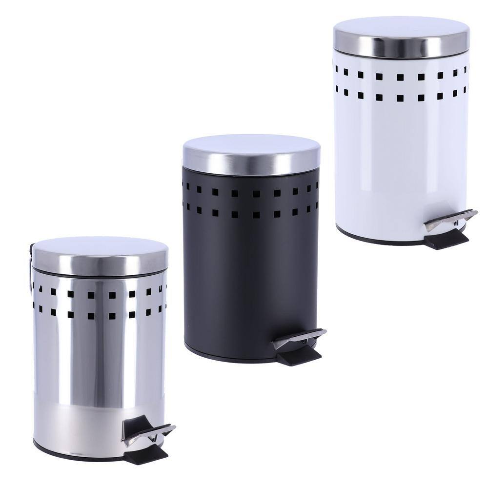 Black Stainless Steel Pedal Bathroom Trash Can with Lid