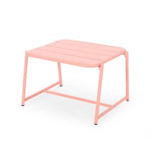 Pomander Matte Coral Rectangular Iron Outdoor Patio Side Table