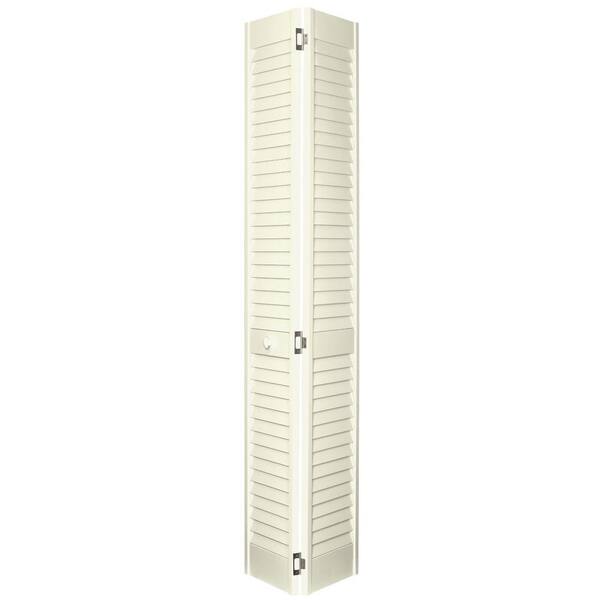 Home Fashion Technologies 2 in. Louver/Louver Behr Cottage White Solid Wood Interior Bifold Closet Door-DISCONTINUED