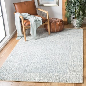 Abstract Blue/Ivory Doormat 2 ft. x 3 ft. Floral Trellis Area Rug
