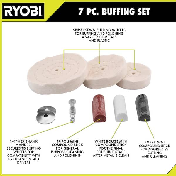 2-1/2 In. Polishing and Buffing Kit with 1/4 In. Shank, 4 Piece