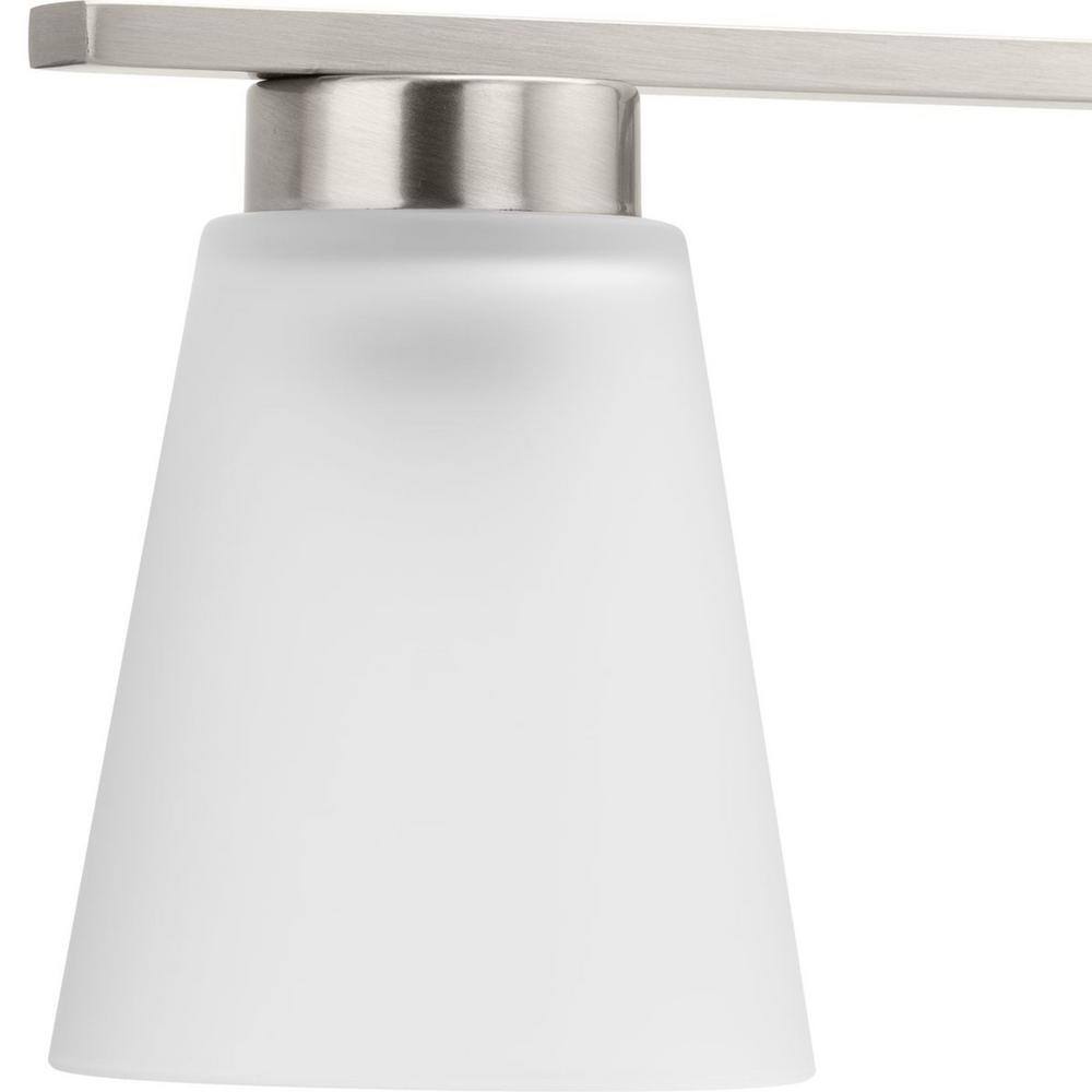 Tanner Brushed Nickel 4-Light Vanity with Etched Glass Shades