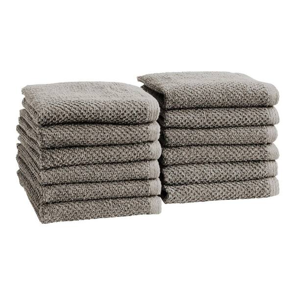 Dark Grey 12-Pack Cotton Quick-Dry Washcloth Set