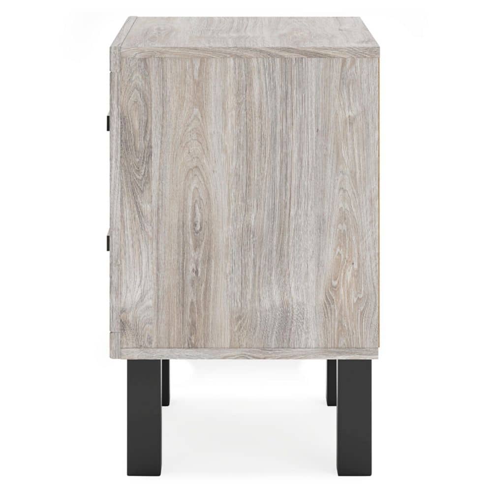Contemporary Black and Gray 2-Drawer Nightstand with Matte Handles