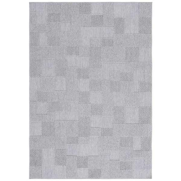 Milos Gray 4 ft. x 6 ft. High-Low Geometric Indoor/Outdoor Area Rug