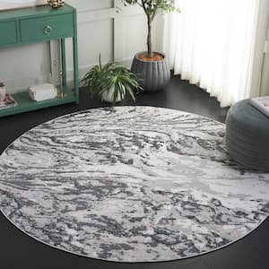 Alenia Gray/Blue 7 ft. x 7 ft. Abstract Marle Round Area Rug