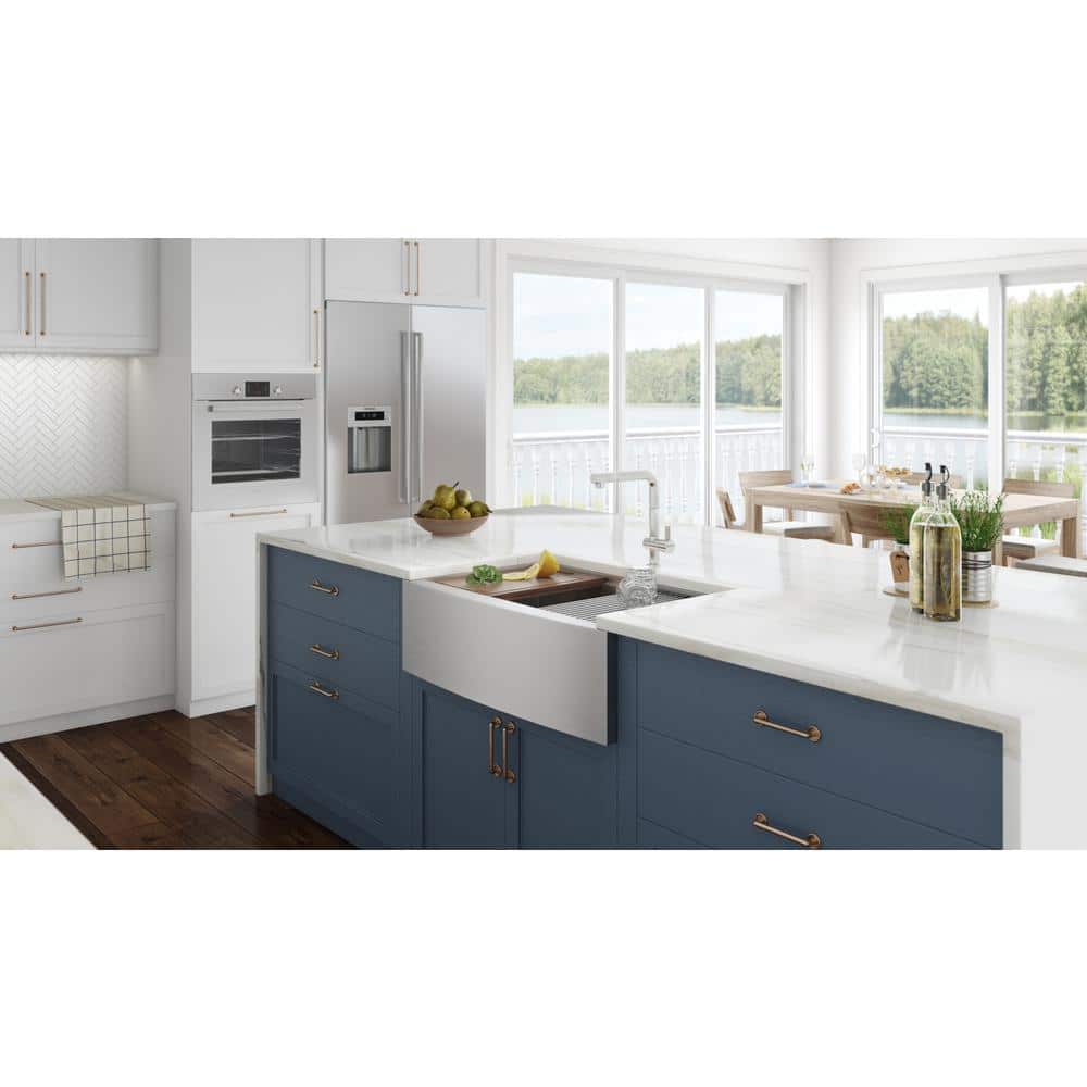 Verona 30" Stainless Steel Farmhouse Workstation Sink with Accessories