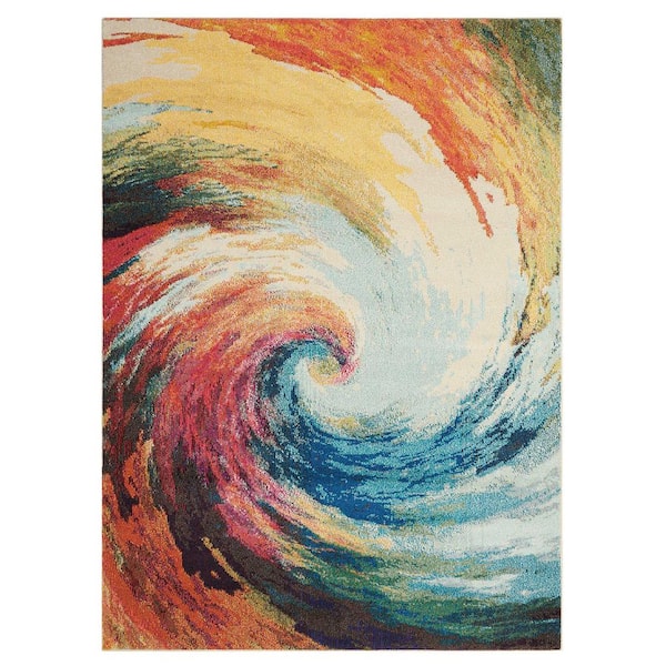 Nourison Celestial Wave Multicolor 4 ft. x 6 ft. Abstract Contemporary Area Rug