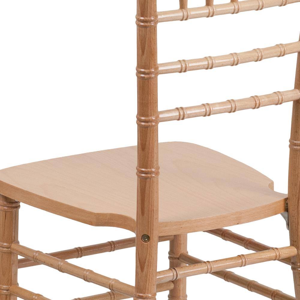 Natural Wood Chiavari Side Chair with Beige Slat Back