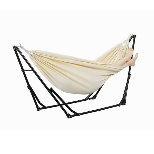 OVASTLKUY 8 Ft. Portable Fabric Hammock With Stand In White H001-M ...