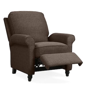 Chocolate Brown Linen-Like Fabric Push Back Recliner Chair