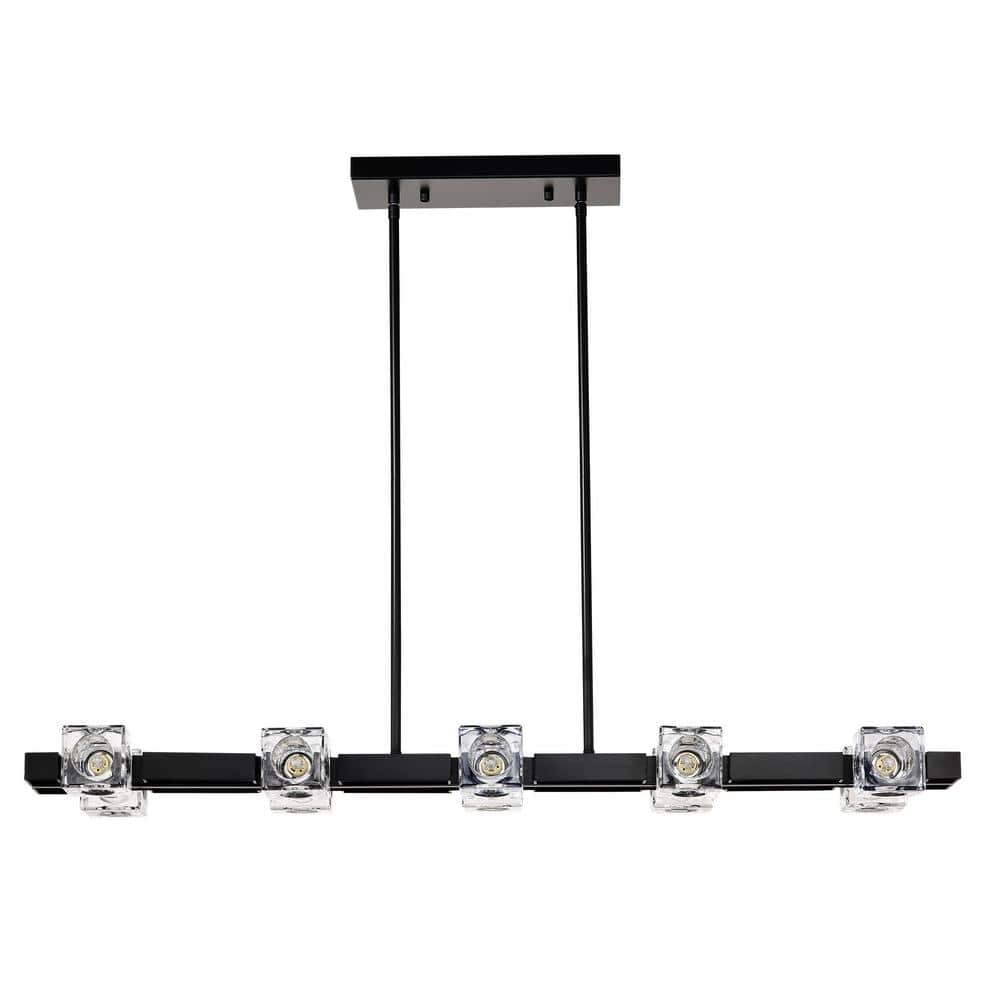 10-Light Matte Black Linear Chandelier with 10*G9 Bulbs, Glass Shades, for Dining Room, Kitchen Island, and Long Table price history on PriceWatchPro