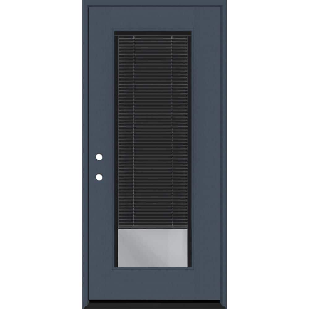 Legacy 32 in. x 80 in. Full Lite Clear Glass Noir Miniblind RHIS Dark Denim Fiberglass Prehung Door w/6-9/16 in. Jamb price history on PriceWatchPro