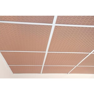 Diamond Plate Faux Copper 2 ft. x 2 ft. Lay-in or Glue-up Ceiling Panel (Case of 6)