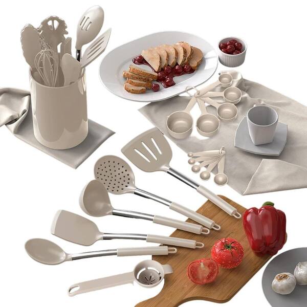  Cooking Utensils Set- 35 PCs Kitchen Utensils with  Grater,Tongs, Spoon Spatula &Turner Made of Heat Resistant Food Grade  Silicone and Wooden Handles Kitchen Gadgets Tools Set for Cookware : Home 