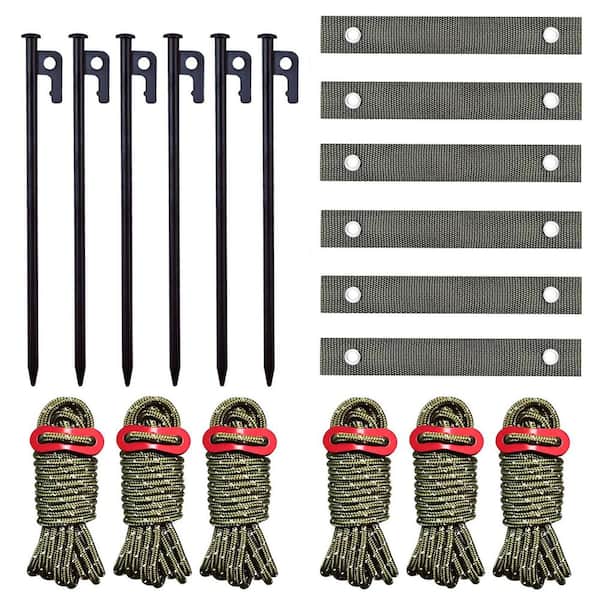 Heavy Duty Garden Stakes Kit Including 11.8 in. Steel Tree Stakes, 15.8 in. Tree Straps and 13.1 ft. Ropes (6-Pack)
