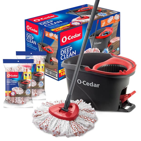 O-Cedar Easy Wring Spin Mop & Bucket System with 1 Extra Refill