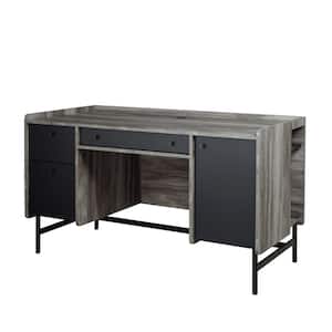 Harvey Park 54.134 in. Jet Acacia Computer Desk with Multiple Storage