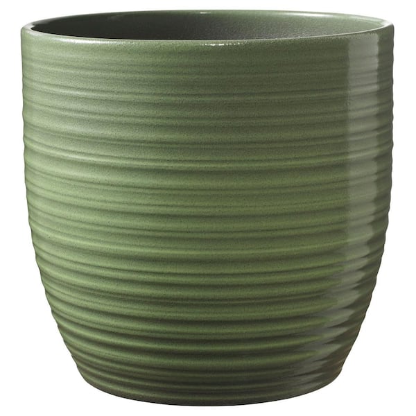 Vigoro Noelle 7.5 in. x 7.5 in. D x 7.1 in. H Small Green Textured Ceramic Pot