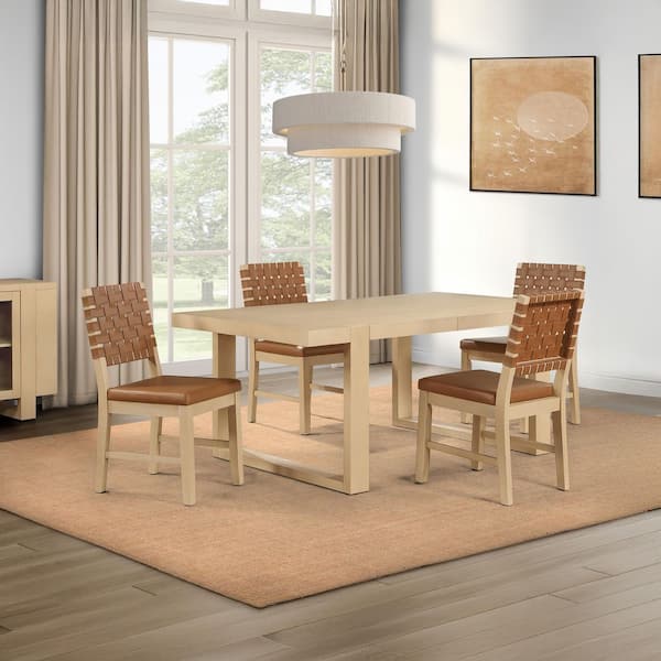 Steve Silver Reid 5 Piece Natural Wood Rectangle Dining Table Set