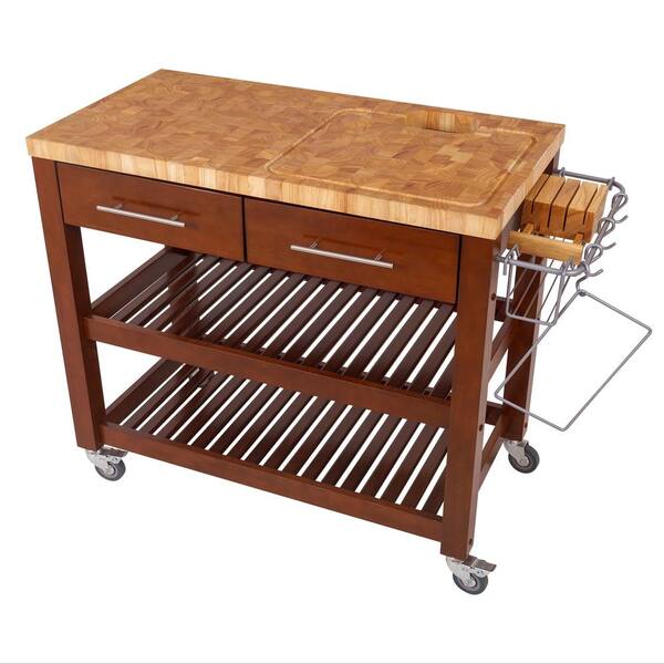 Chris and Chris Pro Chef Espresso Kitchen Cart with Chop and Drop System