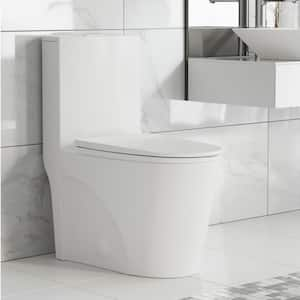 St. Tropez 1-Piece 1.1/1.6 GPF Dual Flush Elongated Toilet in Glossy White