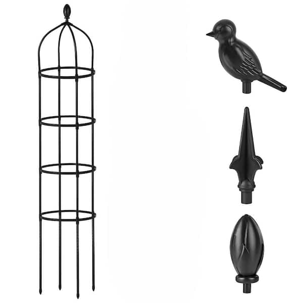 6 in. Obelisk Trellis for Outdoor Climbers Metallic, Rustproof, Round Fits Pots, Supports Clematis Jasmine Roses