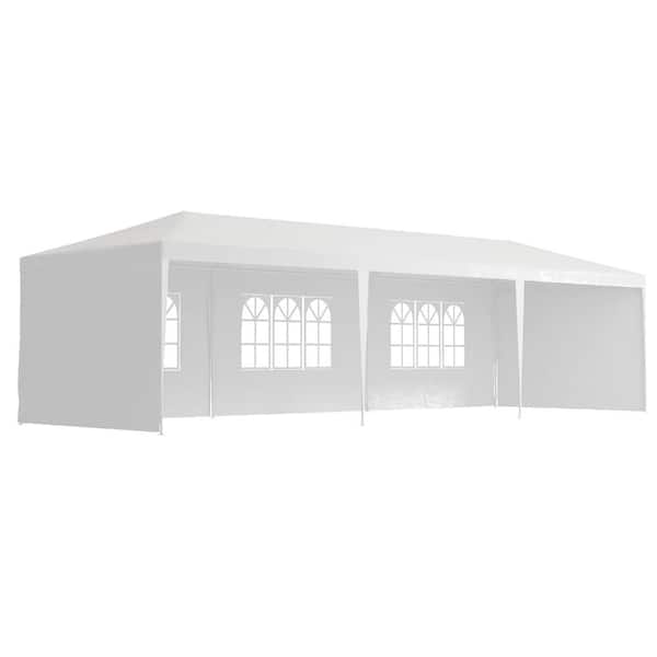 10 ft. x 30 ft. Outdoor Rectangle Garden Gazebo Wedding Party Tent Canopy Marquee with 5 Removable Sidewalls, White