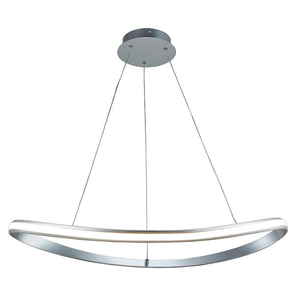 Unbranded 52-Watt Integrated LED Chrome Oval Pendant