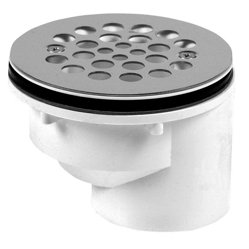 OATEY Round Offset White PVC Shower Drain with 41/4 in. Round SnapIn